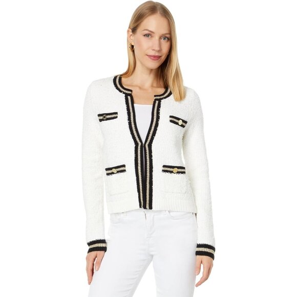 Lilly Pulitzer Women's Nalayna Cardigan Knit White, black Gold Size S Classic - Picture 1 of 11